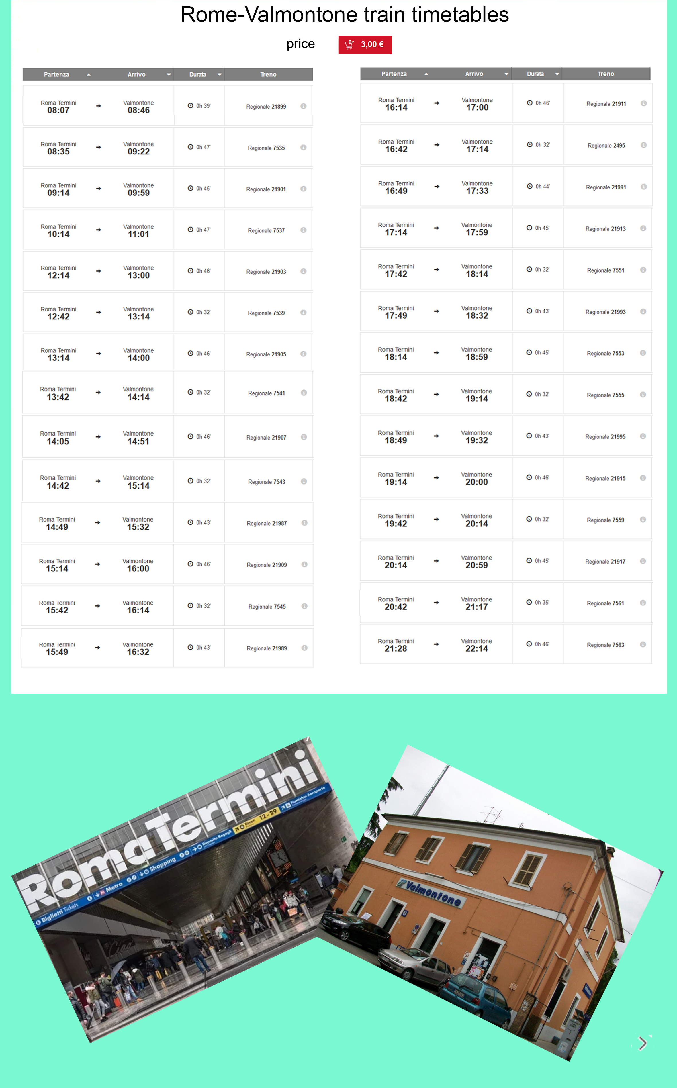 Timetable  Roma Termini - Valmontonte